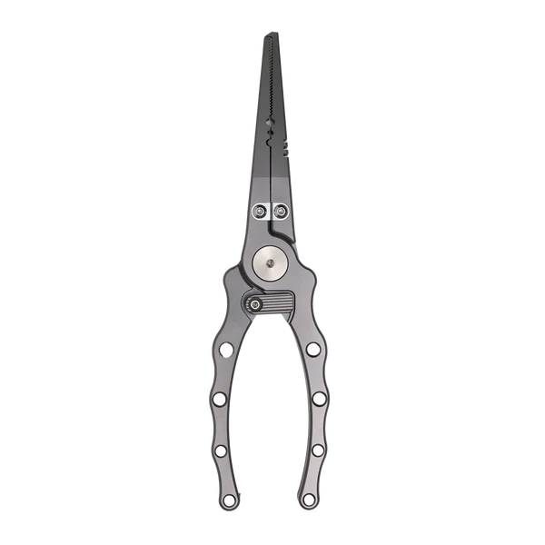 Titanium Fishing Plier Long Version with Tungsten blade (Genuine leather pouch and Retractable Coiled Tether included)