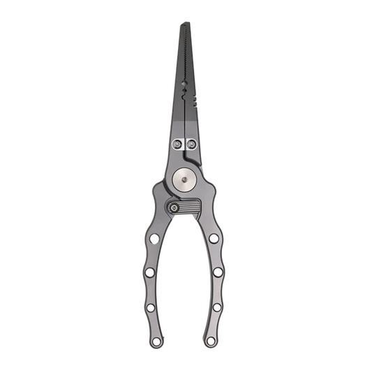 Titanium Fishing Plier Long Version with Tungsten blade (Genuine leather pouch and Retractable Coiled Tether included)