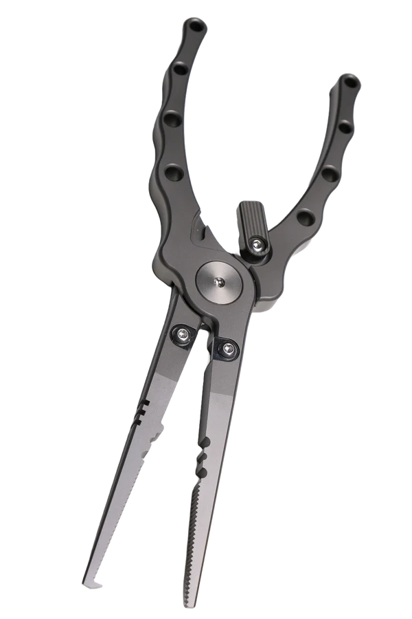 Titanium Fishing Plier Long Version with Tungsten blade (Genuine leather pouch and Retractable Coiled Tether included)