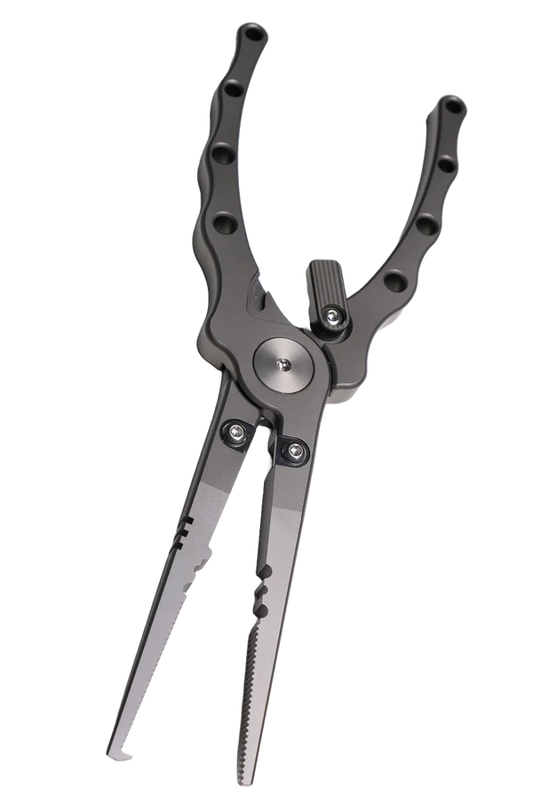 Titanium Fishing Plier Long Version with Tungsten blade (Genuine leather pouch and Retractable Coiled Tether included)