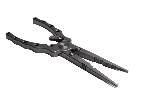 Titanium Fishing Plier Long Version with Tungsten blade (Genuine leather pouch and Retractable Coiled Tether included)