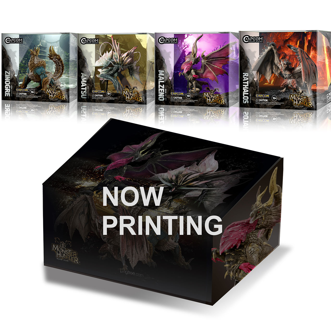 CAPCOM CAPCOM FIGURE BUILDER CUBE MONSTER HUNTER 4pces Box (Rathalos/Zinogre/ Malzeno/Amatsu)