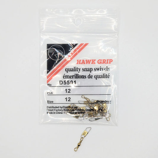 Hawk Grip Quality Brass Barrel Snap Swivels 12/pack