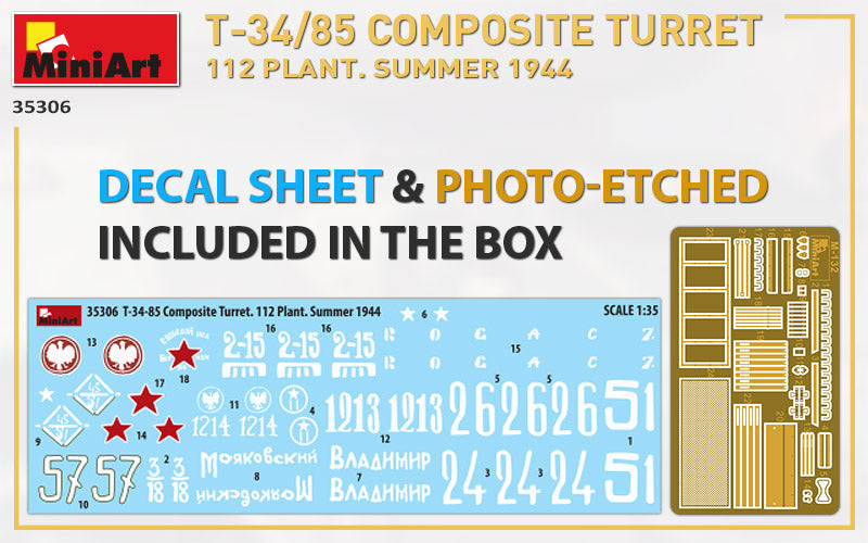 MiniArt 1/35 T-34/85 Composite Turret. 112 Plant. Summer 1944 1/35 Scale