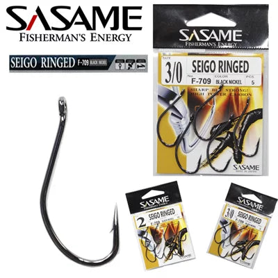SASAME F-709 SEIGO RINGED HOOKBLACK NICKEL