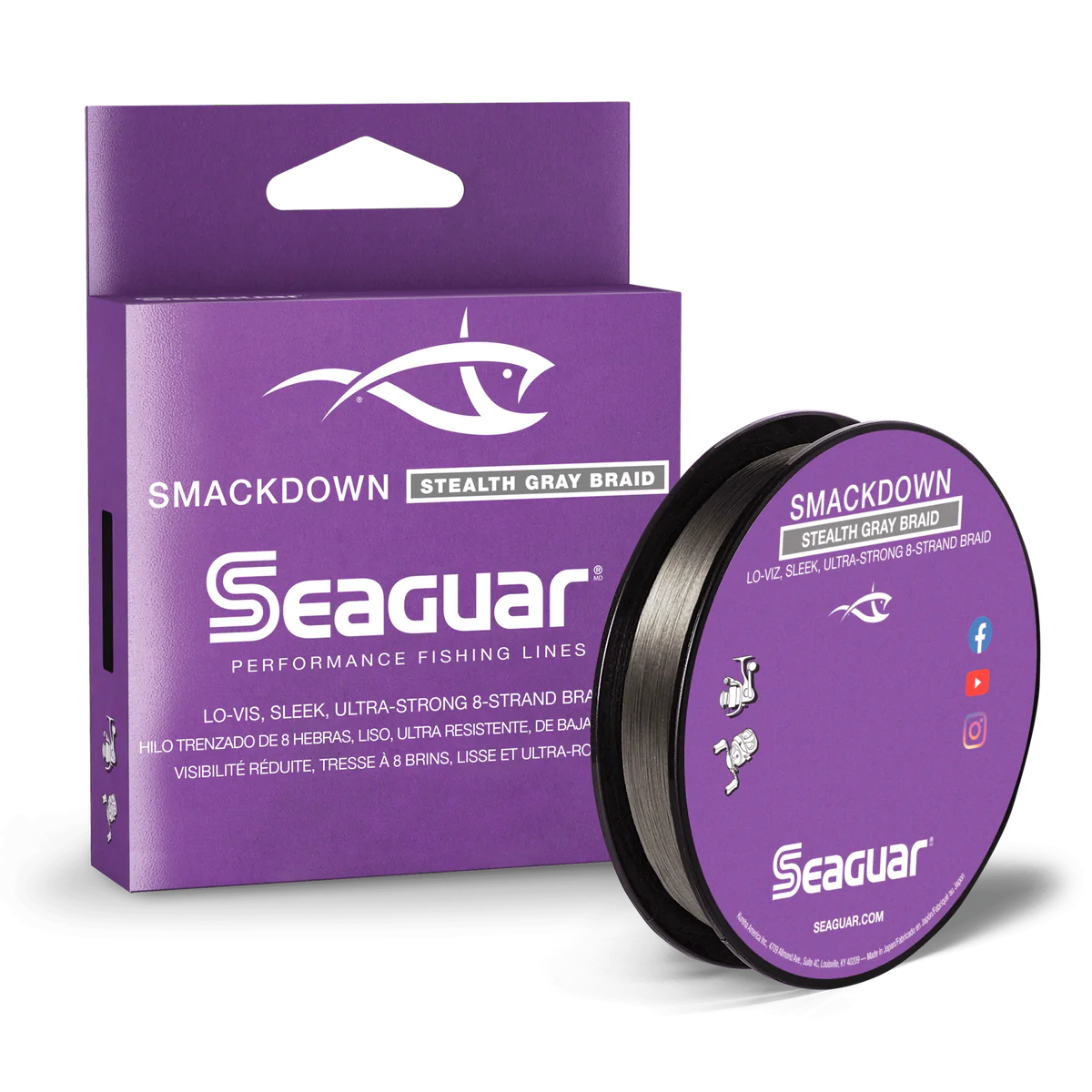 Seaguar Smackdown Braided Fishing Line 150 Yard (Hi-Vis Flash Green & Stealth gray) 15lb/20lb/30lb