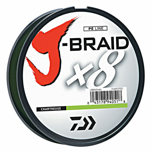 Daiwa J-Braid Made in Japan 300 Yards (Dark Green & CHARTREUSE Hi-Vis) 8lb/10lb/15lb/20lb/30lb
