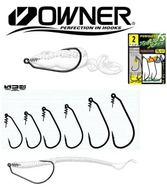 Owner Cultiva TL-01 Twist Lock Hook Finesse Style 4/pack (Weedless Dropshot and more rigs)