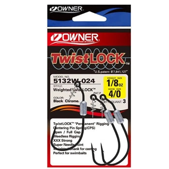 Owner Hooks Twistlock Spring Weighted Hook 3/pack