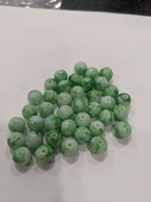 River Reaper Glass Beads 8mm Green Lightning 20/pack