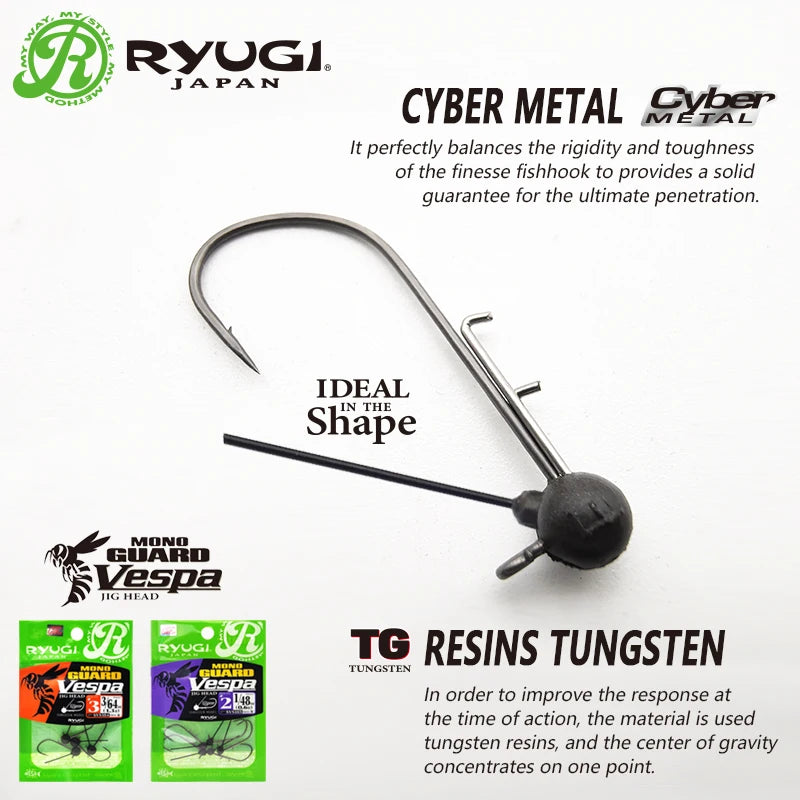 Ryugi Vespa Tungsten Mono Guard Jig Head 4/pack