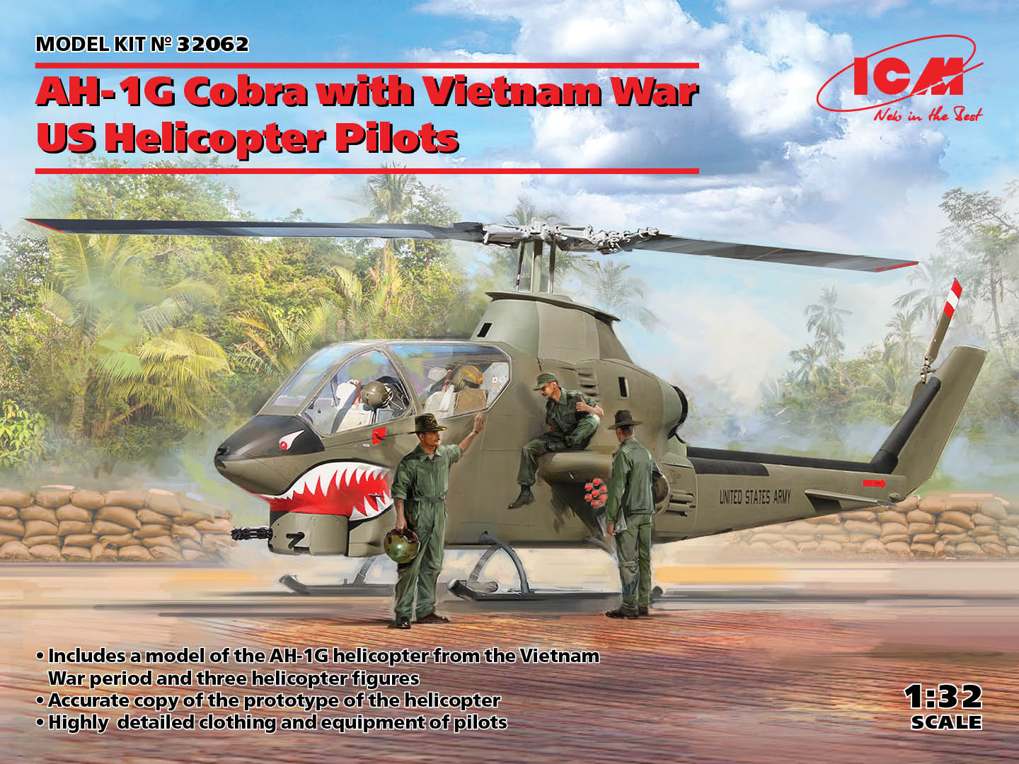 ICM 1/32 AH-1G Cobra with Vietnam War US Helicopter Pilots