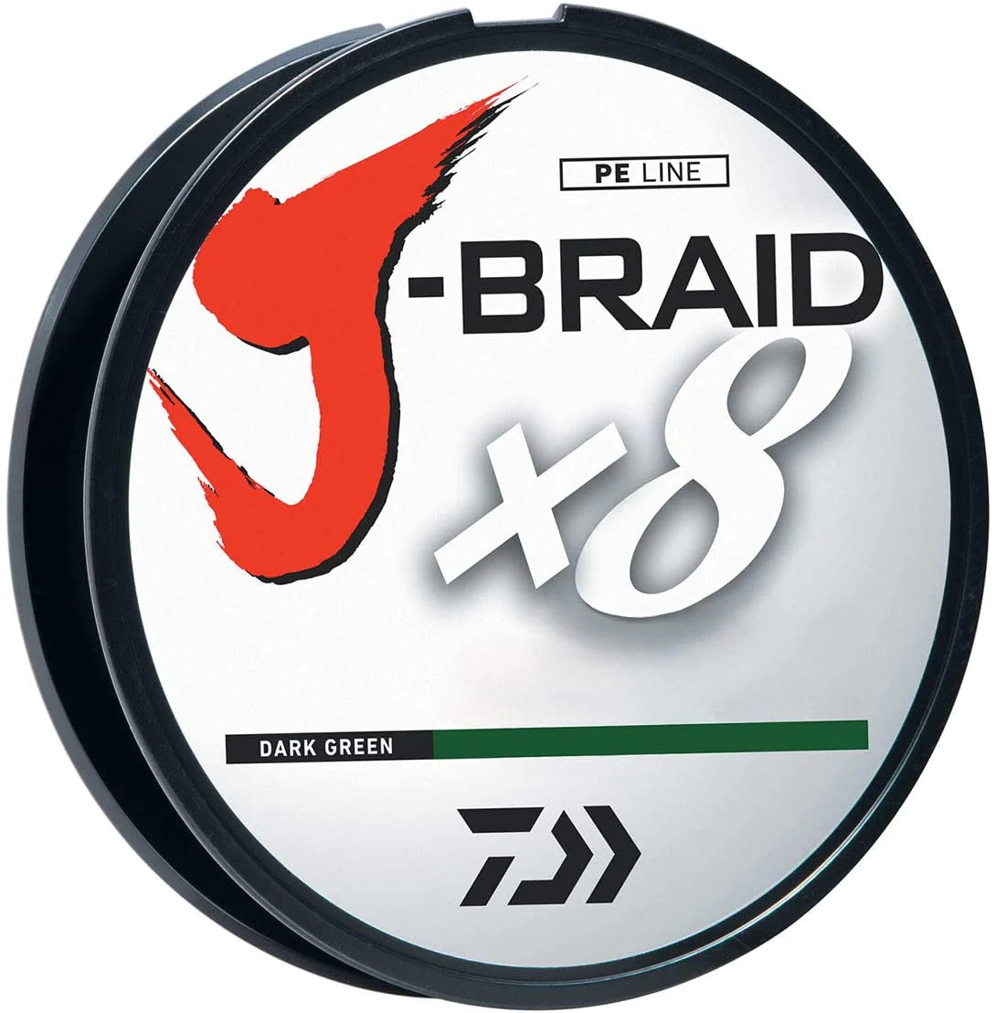 Daiwa J-Braid Made in Japan 300 Yards (Dark Green & CHARTREUSE Hi-Vis) 8lb/10lb/15lb/20lb/30lb