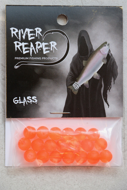 River Reaper glass beads Orange Frost 8mm & 10mm 20/pack