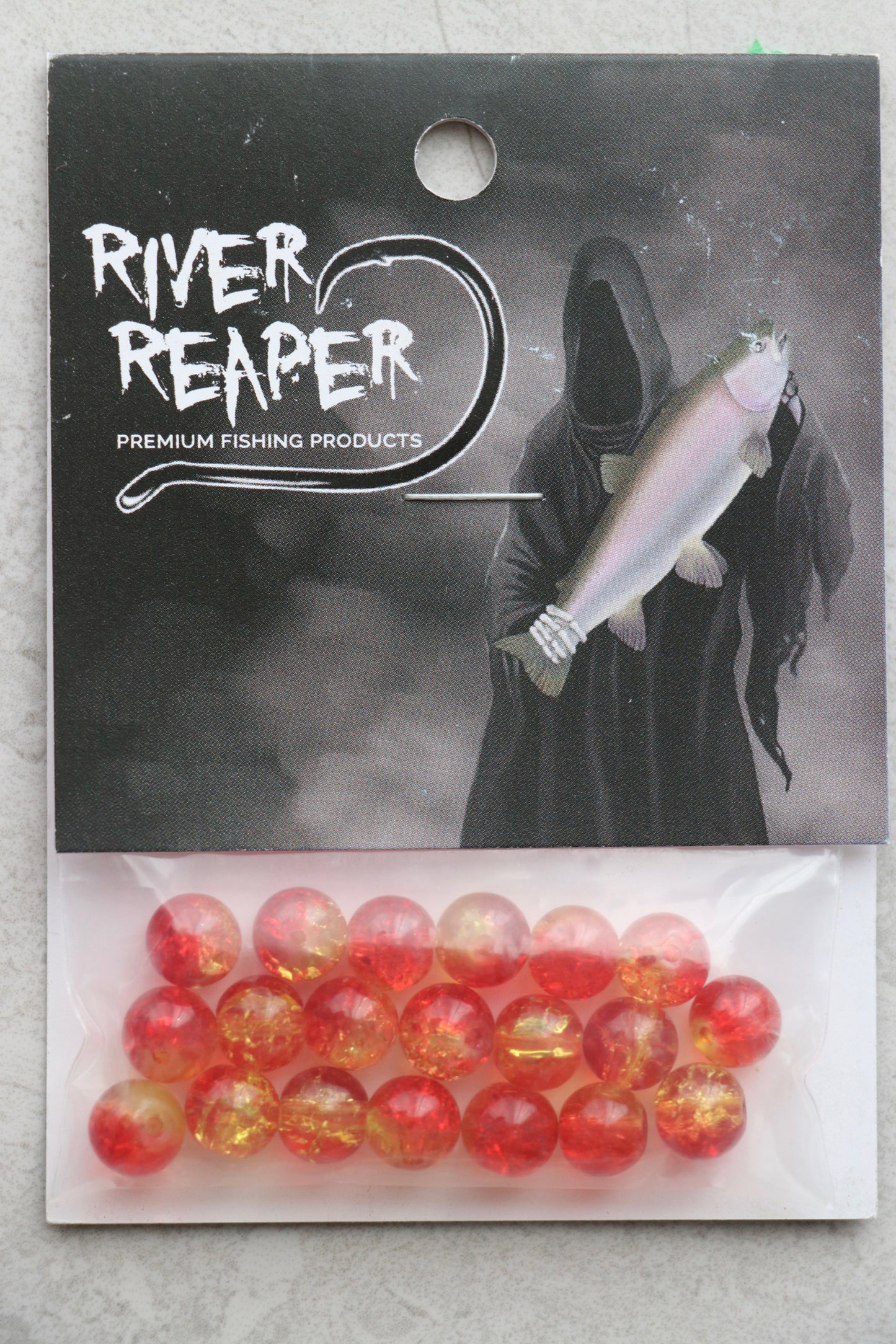 River Reaper glass beads Iron Man Crackle 8mm/20pc