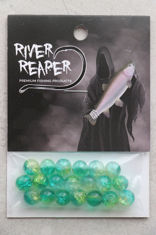 River Reaper glass beads Lemon Lime Crackle 8mm/20pc