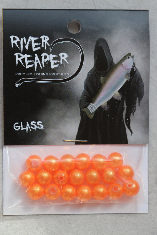 River Reaper glass beads Orange Sparkle 8mm/20pc