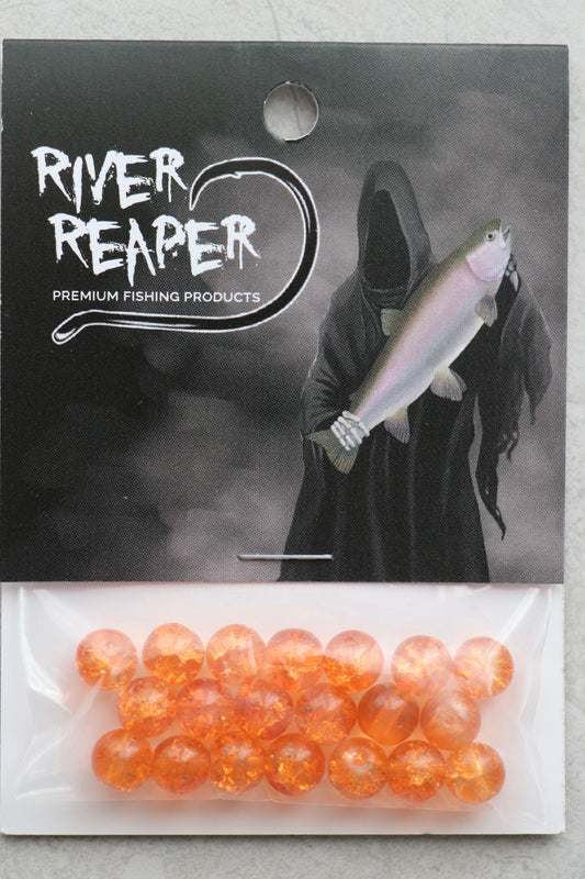 River Reaper glass beads Peach Crackle 8mm/20pc