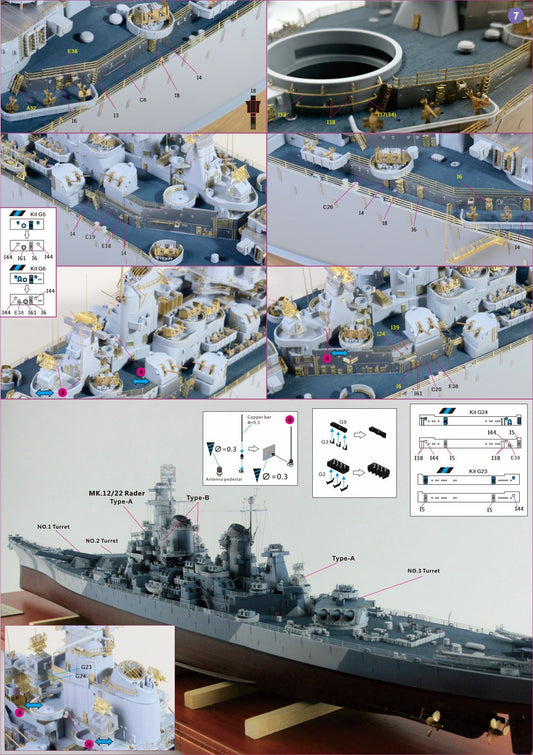 Very Fire 1/350 USS Iowa BB-61 Detail Up Set (For Very Fire)