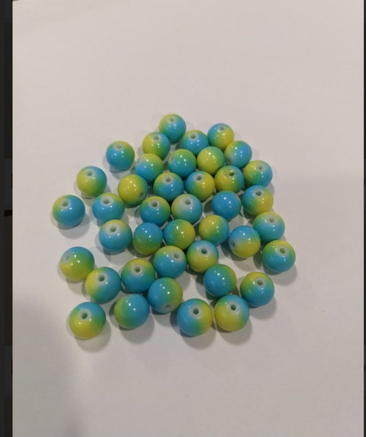 River Reaper Glass Beads Blue Berry Lime 8mm 20/pack