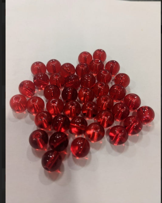 River Reaper Glass Beads Clear Red 8mm 20/pack